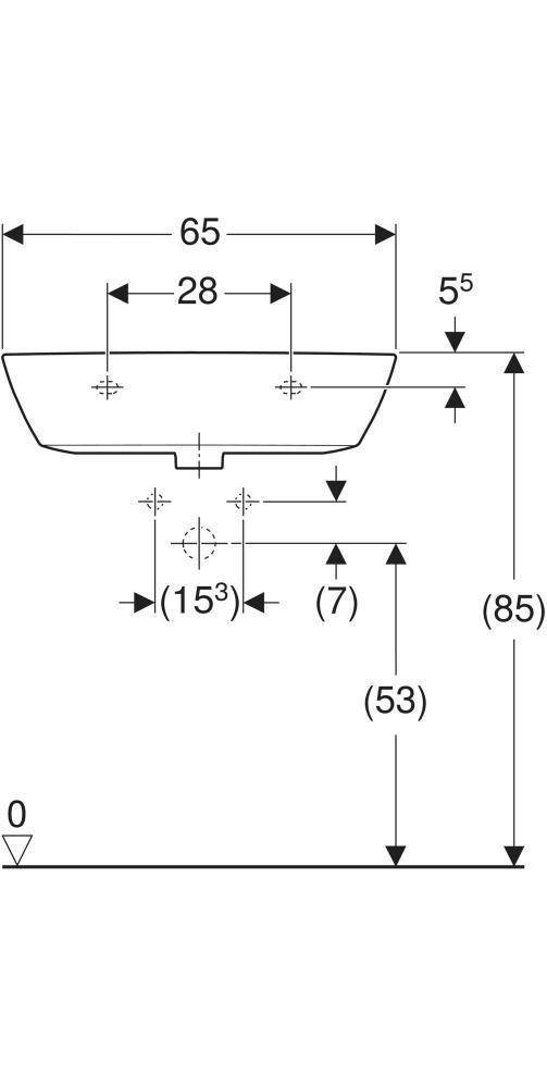 Geberit Waschtisch RENOVA mit Hahnloch mit Überlauf 650x500mm weiß