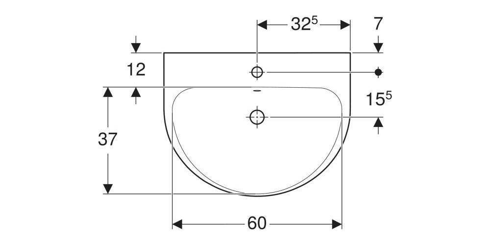 Geberit Waschtisch RENOVA mit Hahnloch mit Überlauf 650x500mm weiß