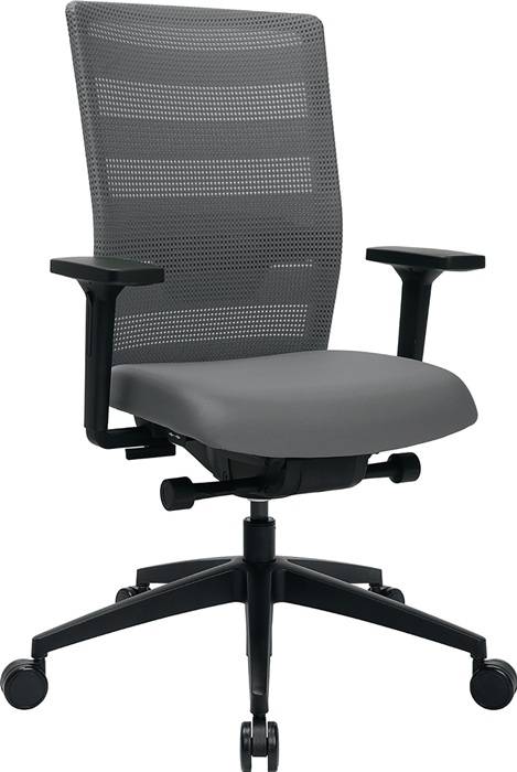 Bürodrehstuhl m.Synchrontechnik grau 450-570mm m.Armlehnen Trgf.110kg TOPSTAR