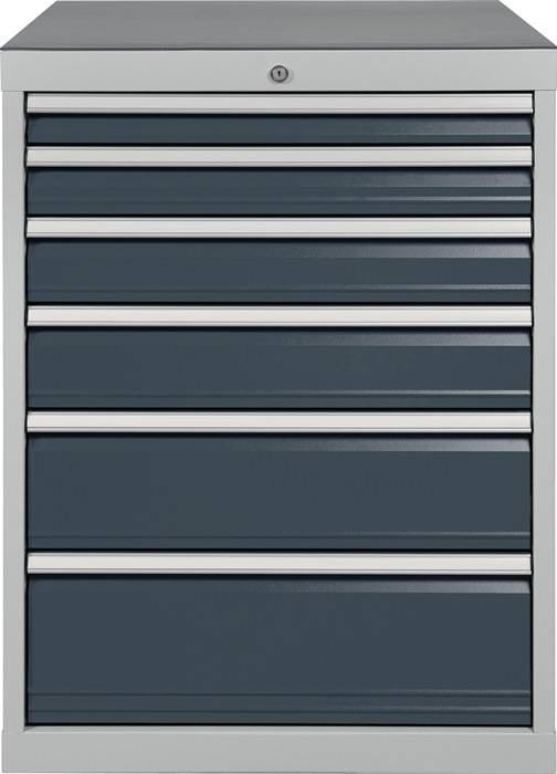 Schubladenschrank H1019xB705xT736mm lichtgrau/grau 6 Schubl.BEDRUNKA+HIRTH