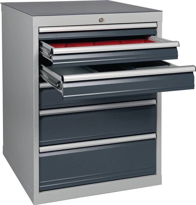 Schubladenschrank H1019xB705xT736mm lichtgrau/grau 6 Schubl.BEDRUNKA+HIRTH