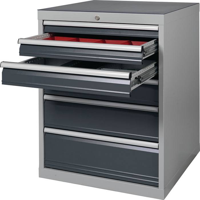 Schubladenschrank H1019xB705xT736mm lichtgrau/grau 6 Schubl.BEDRUNKA+HIRTH