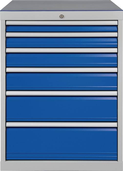 Schubladenschrank H1019xB705xT736mm lichtgrau/signalblau 6 Schubl.BEDRUNKA+HIRTH
