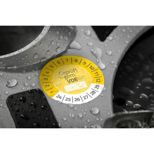 Prüfplaketten 20mm 8 Bogen/120 Etiketten 2024 gelb