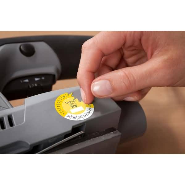 Prüfplaketten 20mm 8 Bogen/120 Etiketten 2024 gelb