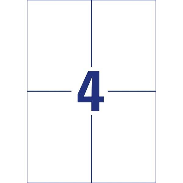 Blaue Nummer 4 zentriert in einem einfachen weißen geteilten Quadrat, ähnlich einem Countdown- oder Folienmarkierungszeichen.