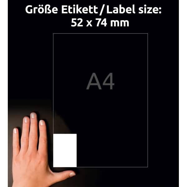 Folien-Etiketten ultra-resistent A4 52x74mm VE=800 Etiketten weiß