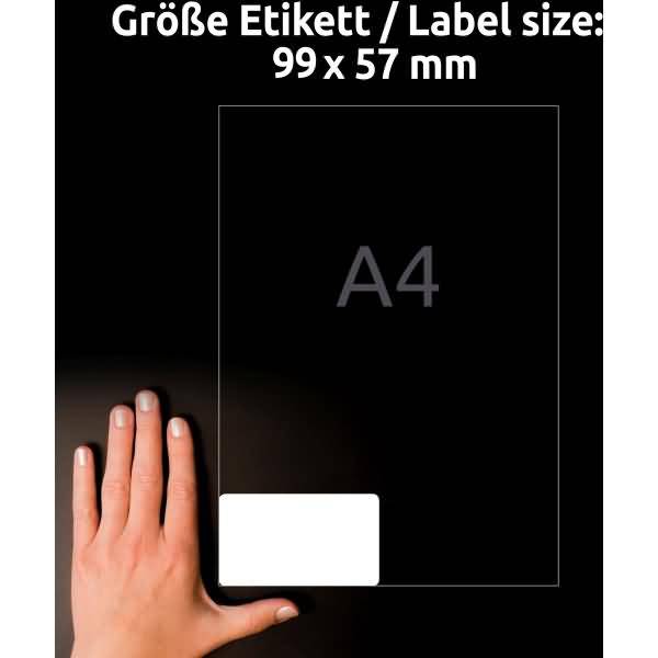 Folien-Etiketten ultra-resistent A4 99x57mm VE=500 Etiketten weiß