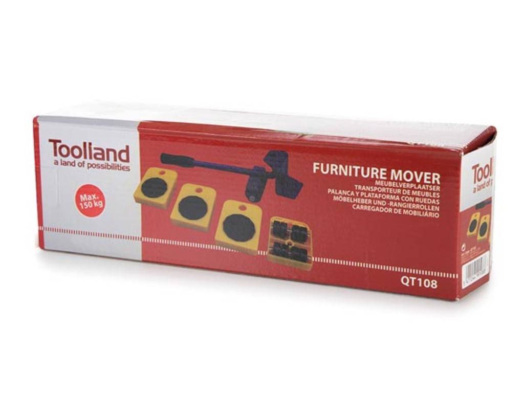 Toolland Transportroller-Set, 4 Rangierrollen, Möbelheber, Tragkraft bis zu 150 kg