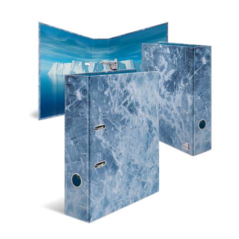 HERMA 19650, Motiv-Ordner „Ice“, 70 mm breit , DIN-A4-Ordner, aus robustem Karton, praktische Hebelmechanik