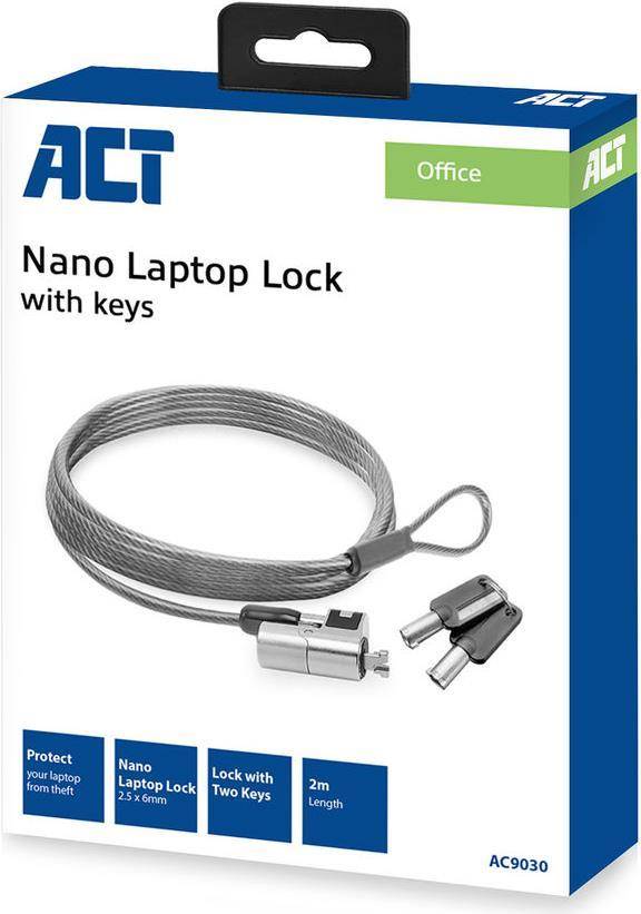 ACT AC9030 Kabelschloss Metallisch 2 m (AC9030)