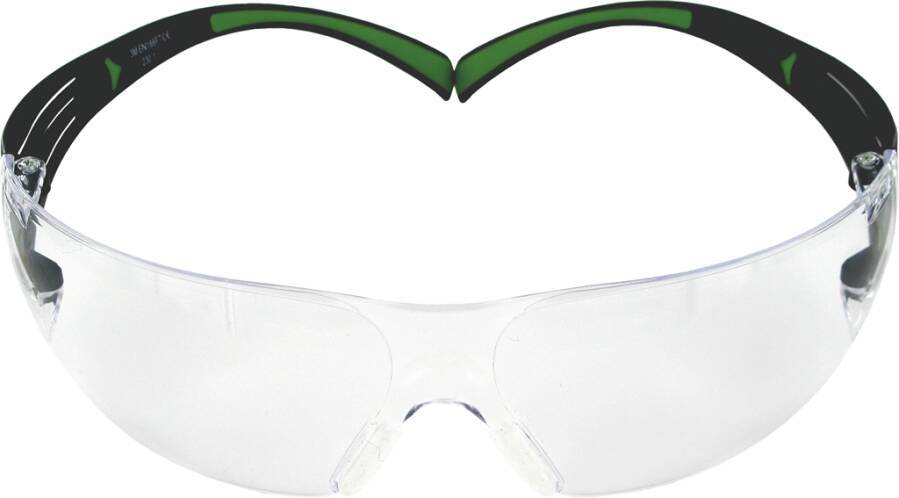 Schutzbrille 3M™ SecureFit™ 400 SF401AF Rahmen schwarz / grün Scheibe klar Scheibenkennzeichnung 2C-1.2 3M 1 FT Beschich