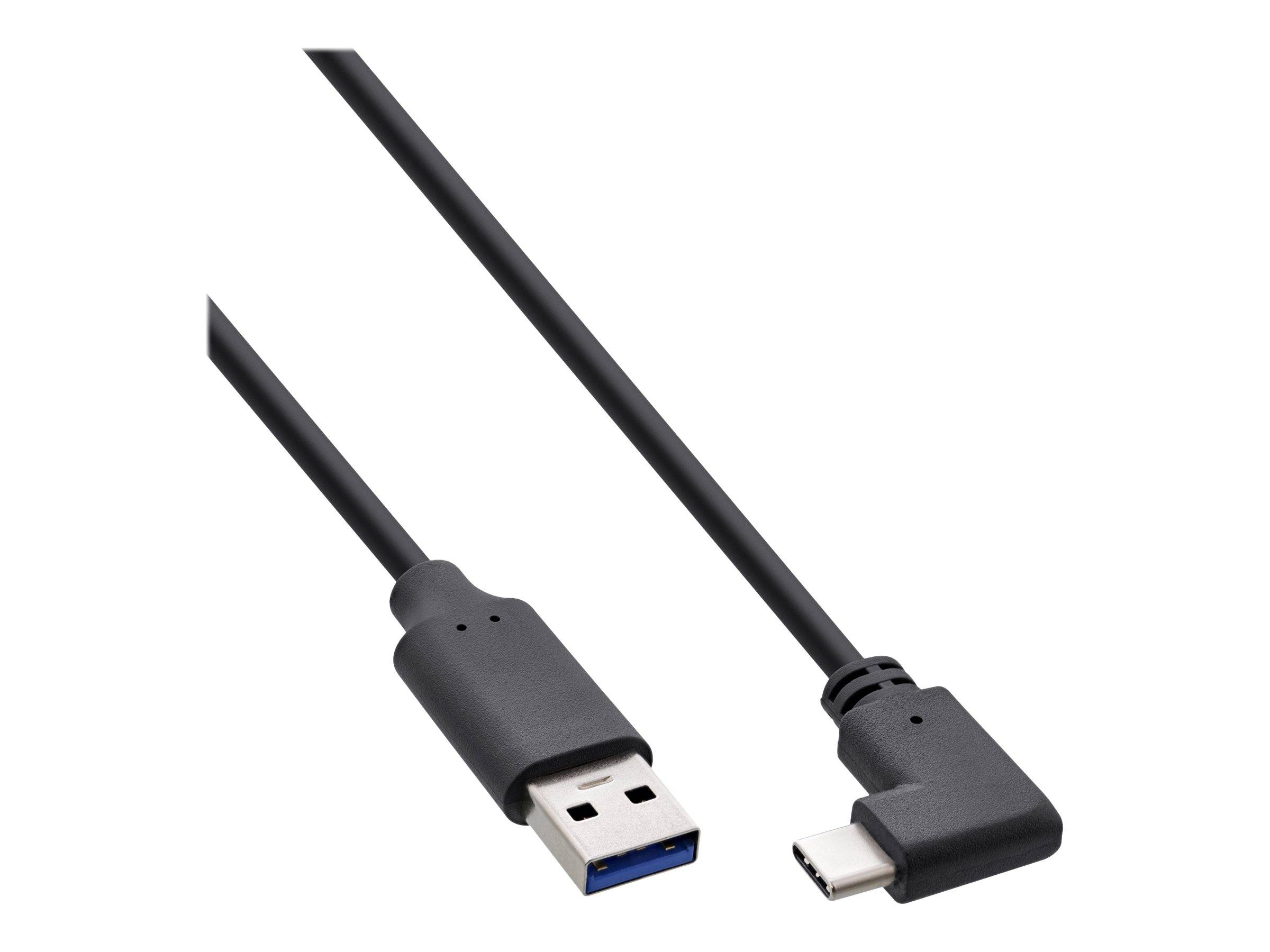 INLINE - USB 3.2 Kabel - USB-C Stecker gewinkelt an A Stecker - schwarz - 0,5m