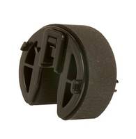 Ein dunkles, rundes, gummiartiges Objekt mit Rillen, höchstwahrscheinlich ein Rollenteil für Maschinenausrüstung.