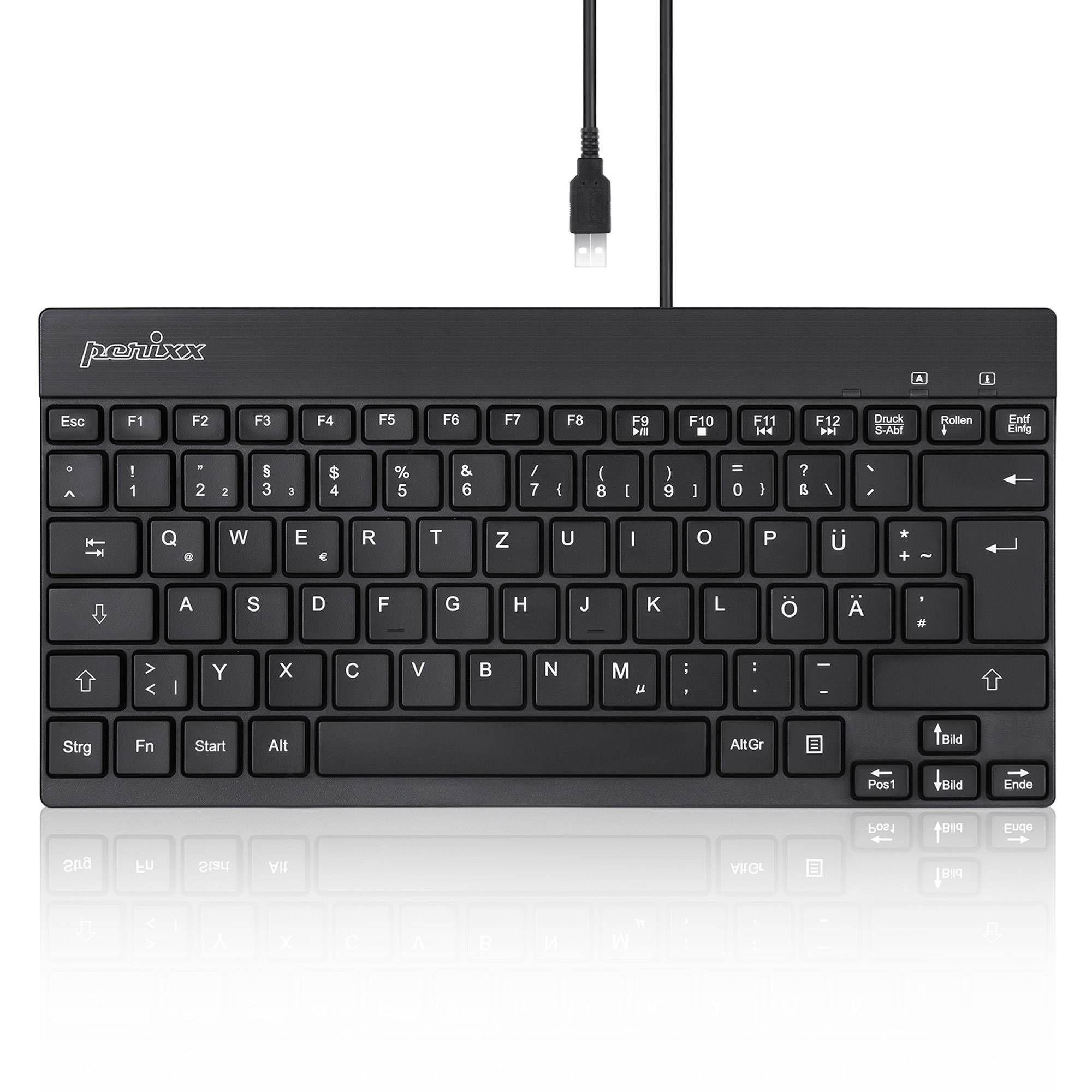 Perixx PERIBOARD-426, DE, kabelgebunden, USB Mini Tastatur mit flachen Tasten