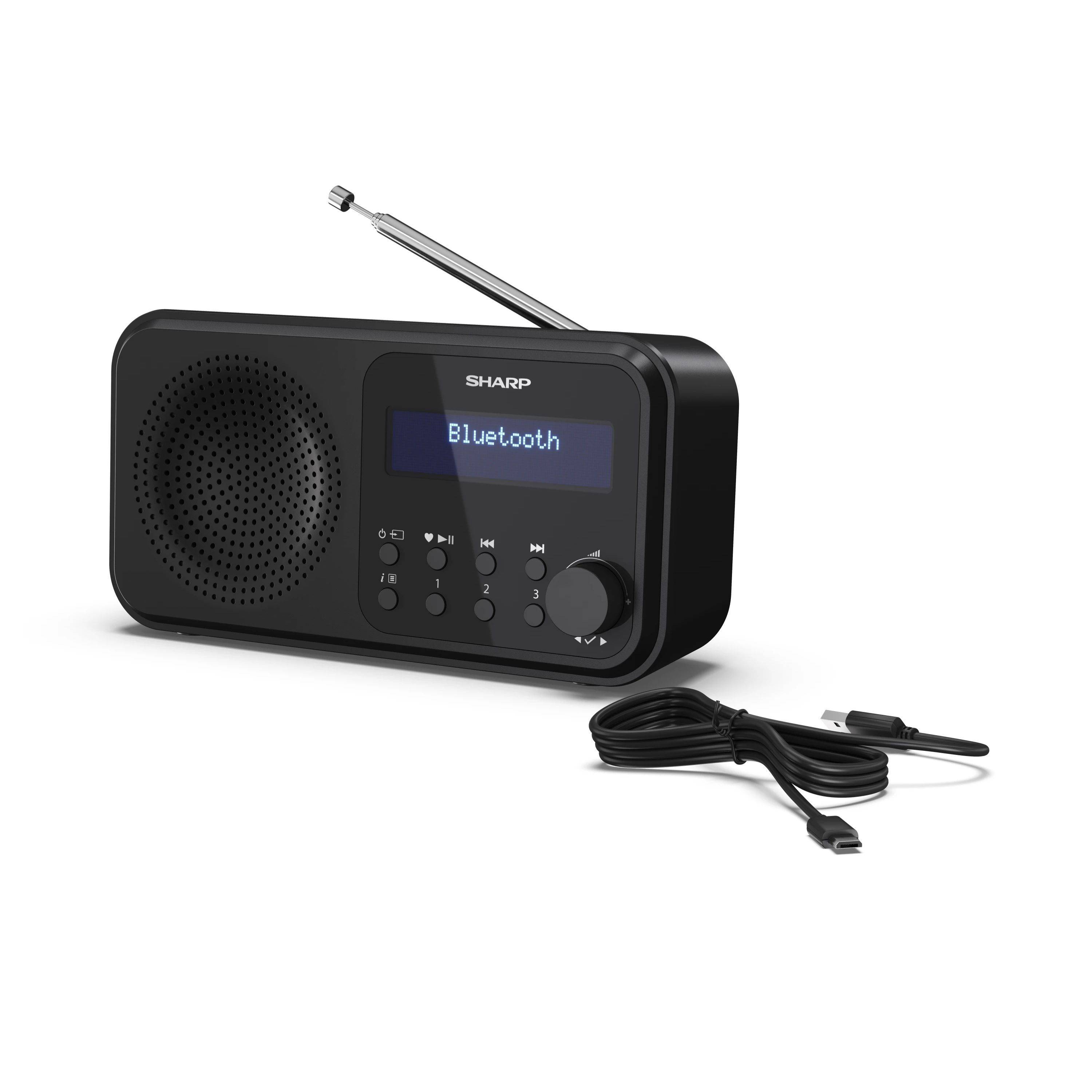SHARP DR-P420BK – Tragbares Digitalradio mit DAB+/FM & Bluetooth – 20 Senderspeicher, USB- oder Batteriebetrieb
