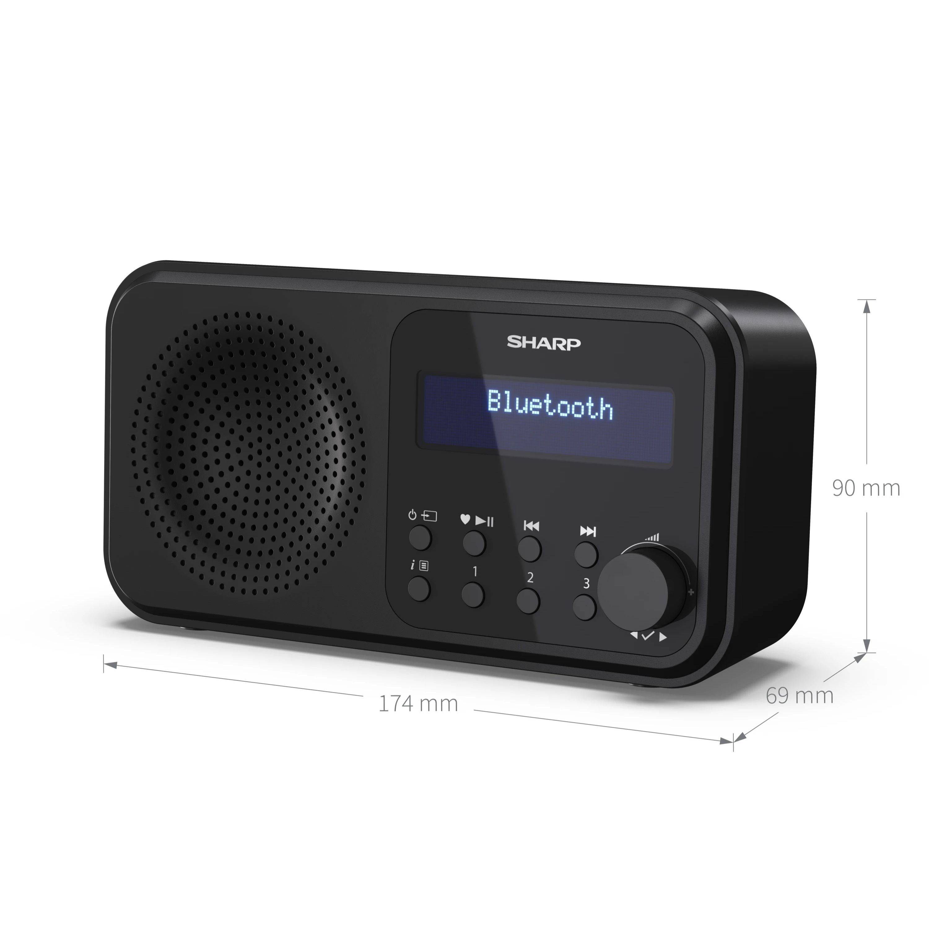 SHARP DR-P420BK – Tragbares Digitalradio mit DAB+/FM & Bluetooth – 20 Senderspeicher, USB- oder Batteriebetrieb