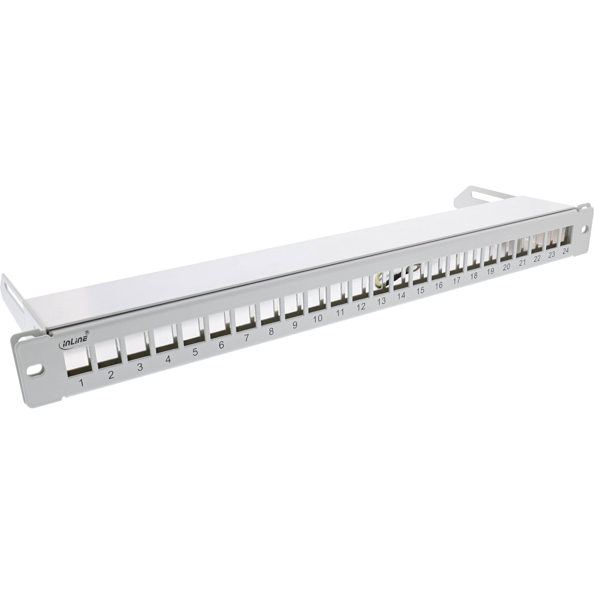 INLINE - Patchfeld 24-fach - Keystone Leerblech Patchpanel mit Auszug - 19"" - 1HE