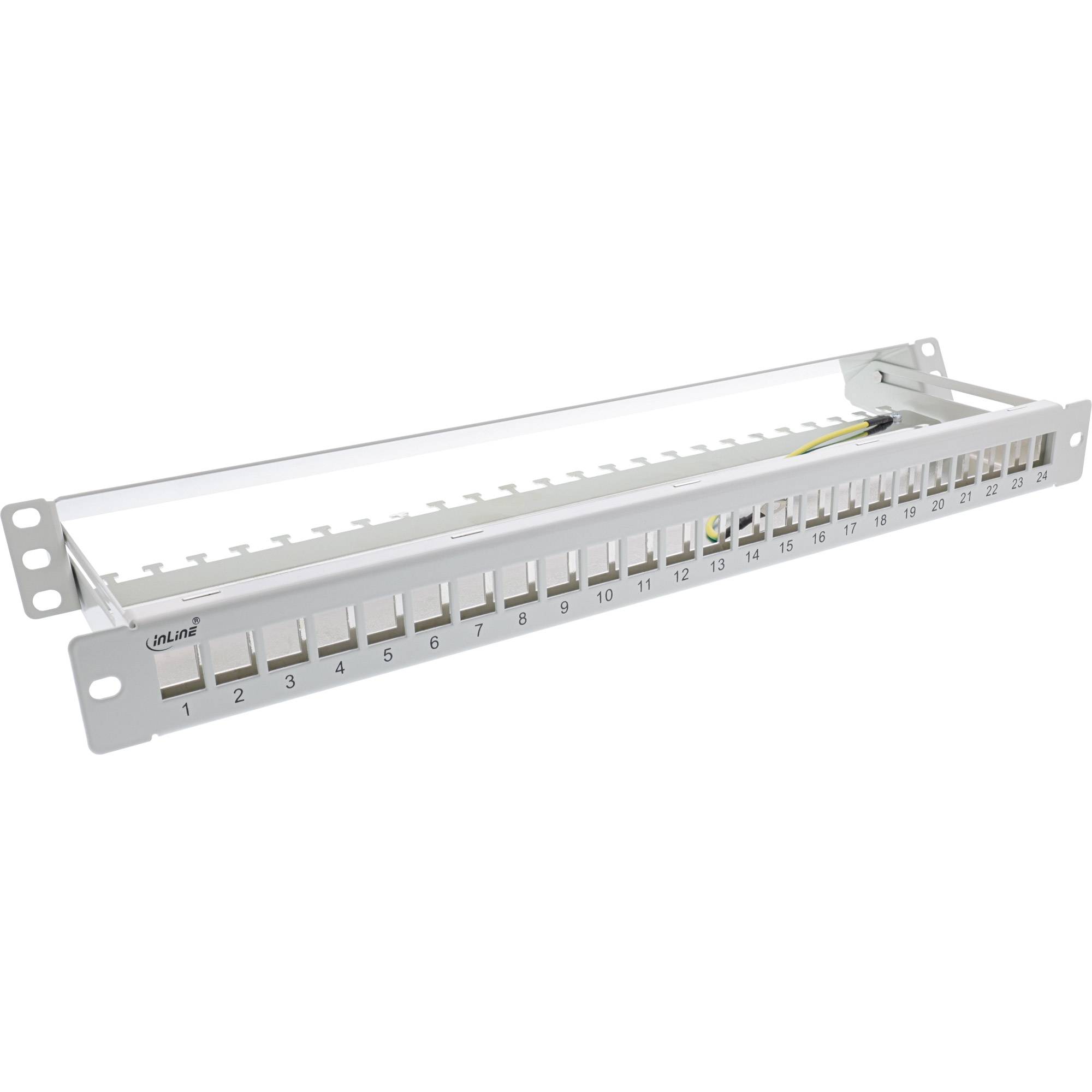 INLINE - Patchfeld 24-fach - Keystone Leerblech Patchpanel mit Auszug - 19"" - 1HE