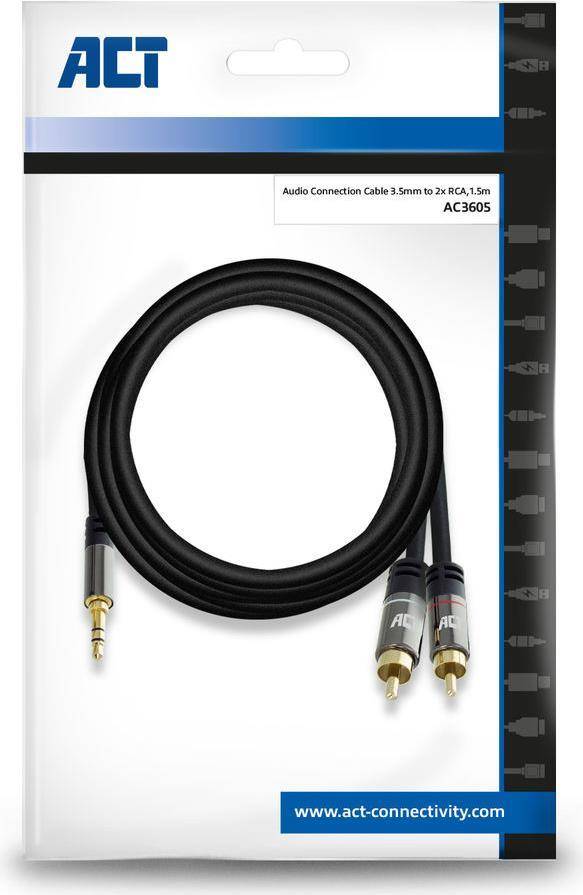 ACT 1.5 meter High Quality audio connection cable 1x 3.5mm stereo jack male