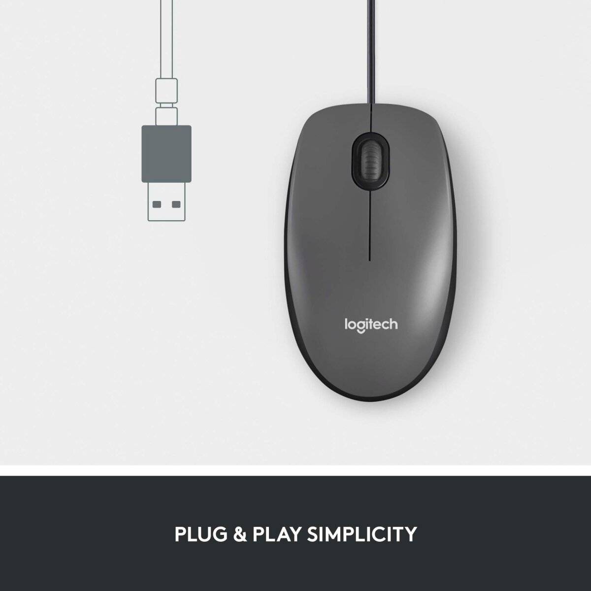 Logitech kabeglgebundene Maus M100 - Plug und Play USB-Maus Schwarz