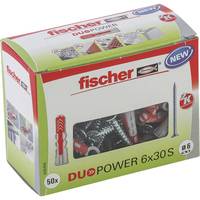Fischer DUOPOWER 6 x 30 S LD, Spreizdübel, Beton, Metall, Grau, Pozidriv, PZ2