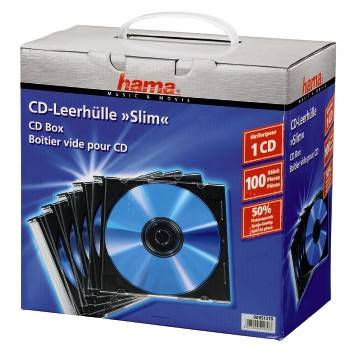 Hama - Slim Jewel Case für Speicher-CD - Kapazität: 1 CD - Schwarz, durchsichtig (Packung mit 100)