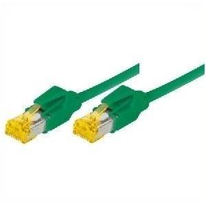 Patchkabel S/FTP, PiMF, Cat 6a, grün, 15,0 m Für 10 Gigabit/s, halogenfrei, mit Draka-Kabel und Hirosesteckern TM31