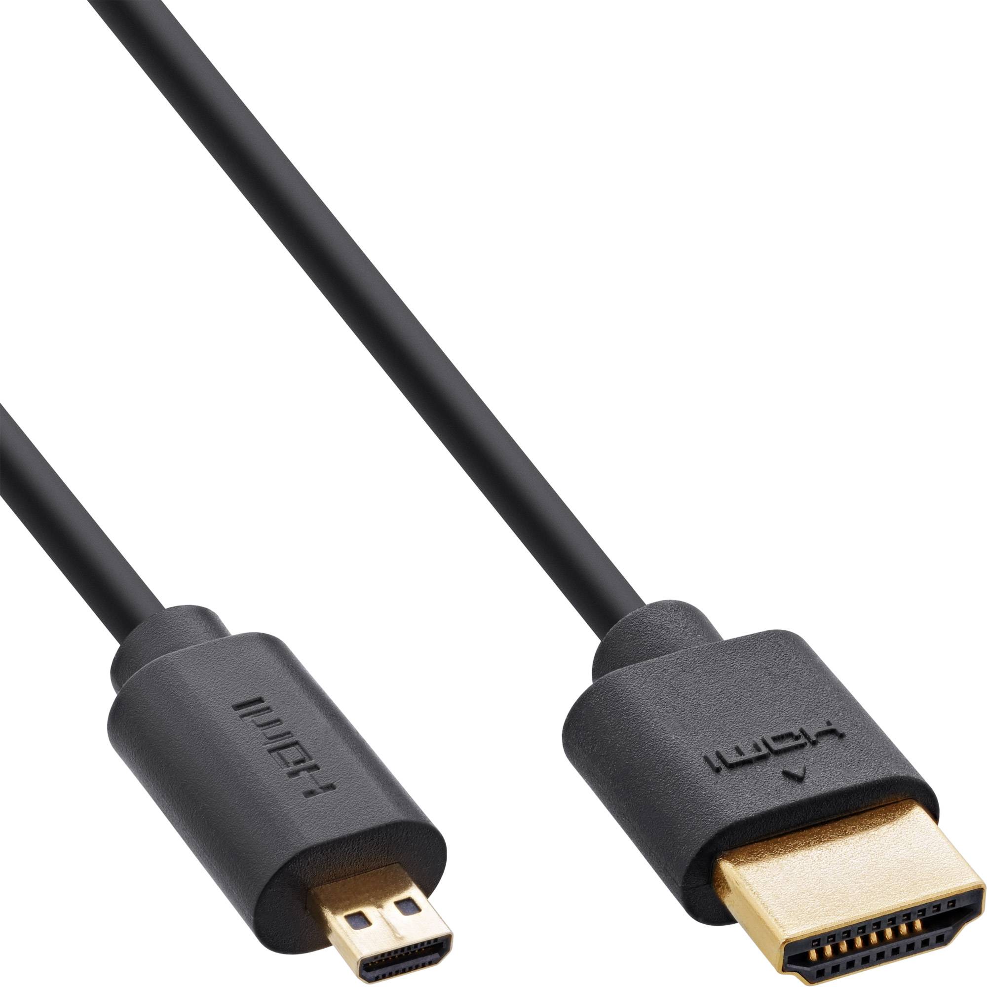 INLINE - Slim Ultra High Speed HDMI Kabel - 8K4K - A St. / D St. (Micro) - 0,3m