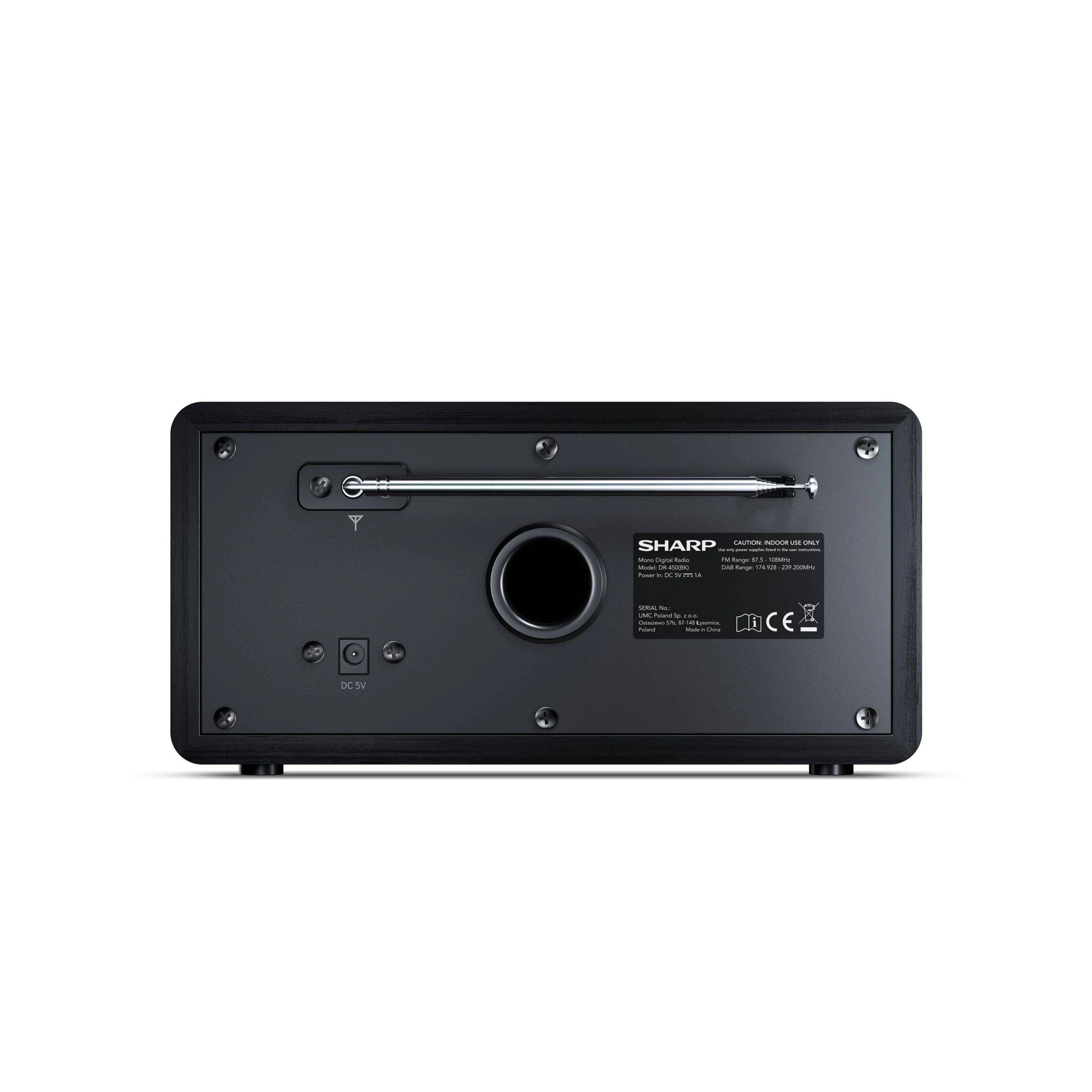 SHARP DR-450BK – Digitalradio mit DAB+/FM & Bluetooth – 20 Senderspeicher, LCD-Display mit Dimmer, Weckerfunktion