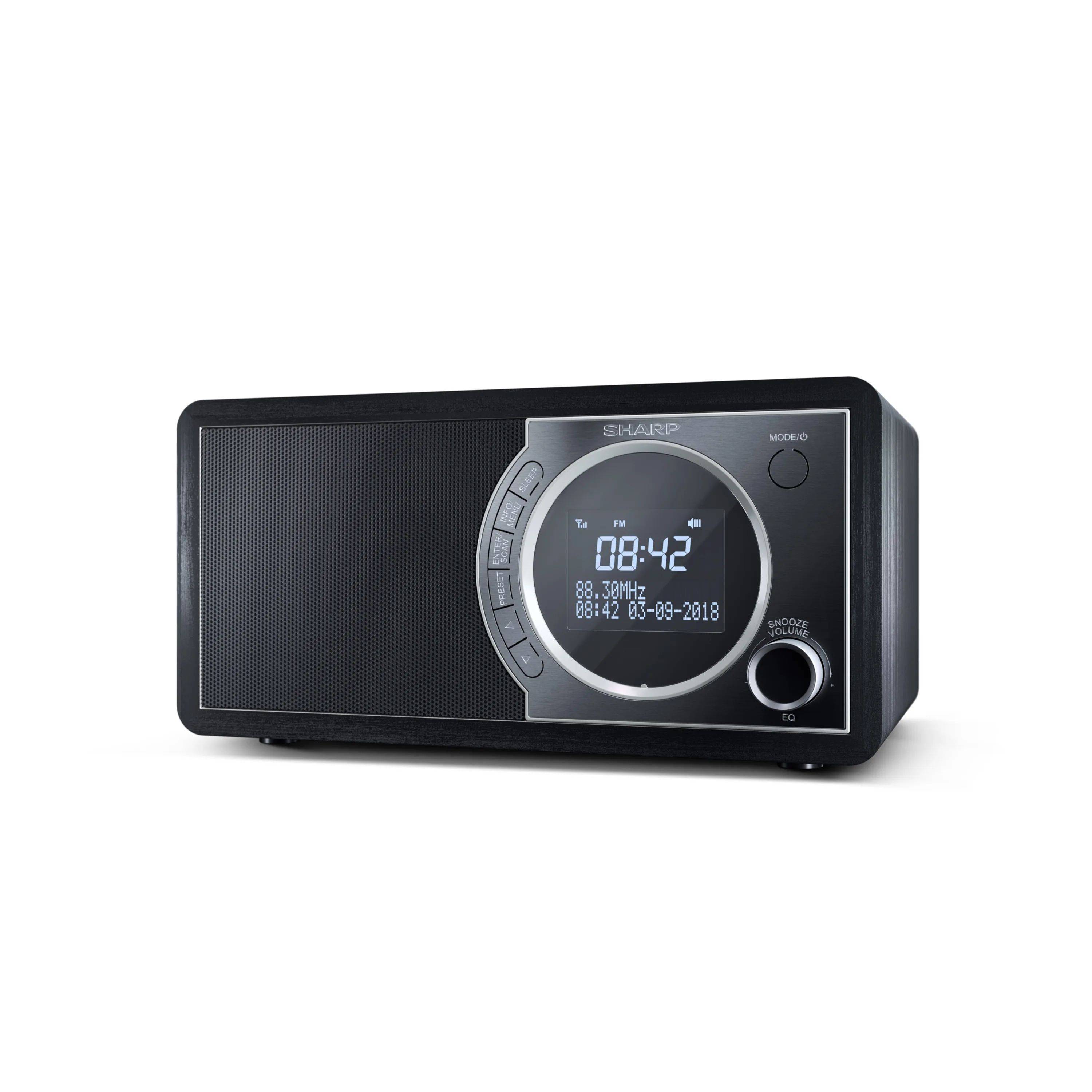 SHARP DR-450BK – Digitalradio mit DAB+/FM & Bluetooth – 20 Senderspeicher, LCD-Display mit Dimmer, Weckerfunktion