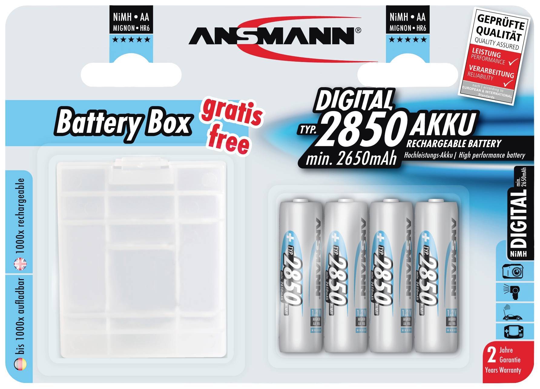 Ansmann Mignon AA -Akku NiMH 2850 mAh 1.2 V 1 Set - Mignon (AA) - 2.850 mAh - Zu