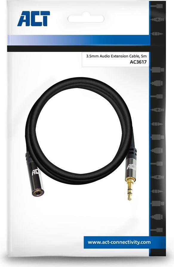 ACT 5 meters High Quality audio extension cable 3.5 mm stereo jack male