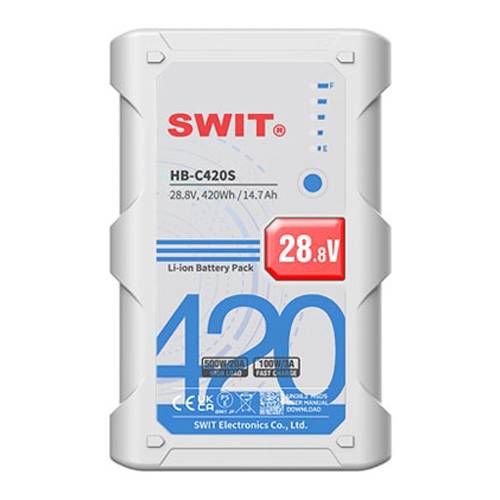 SWIT HB-C420S Li-Ionen-Akkupack, 28,8V, 420Wh, 14,7Ah, mit prominent gekennzeichneten 28,8V.