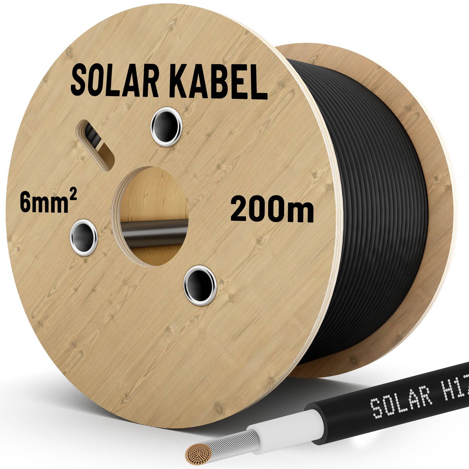 hb-digital Solarkabel 6mm2 H1Z2Z2-K PV Kabel 200m für Solaranlagen schwarz