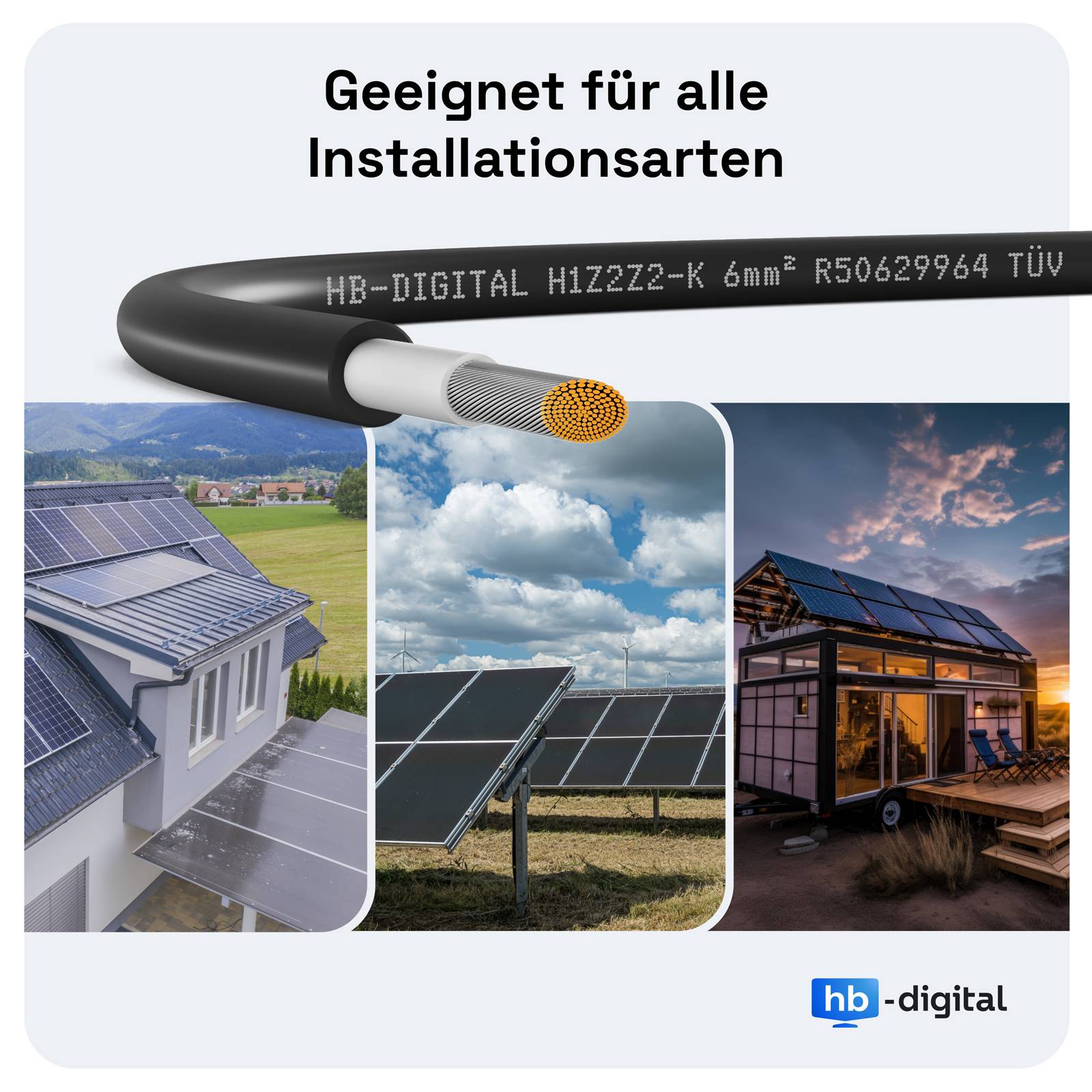 Ein Kabel mit der Bezeichnung „HB-DIGITAL H1Z2Z2-K 6mm²