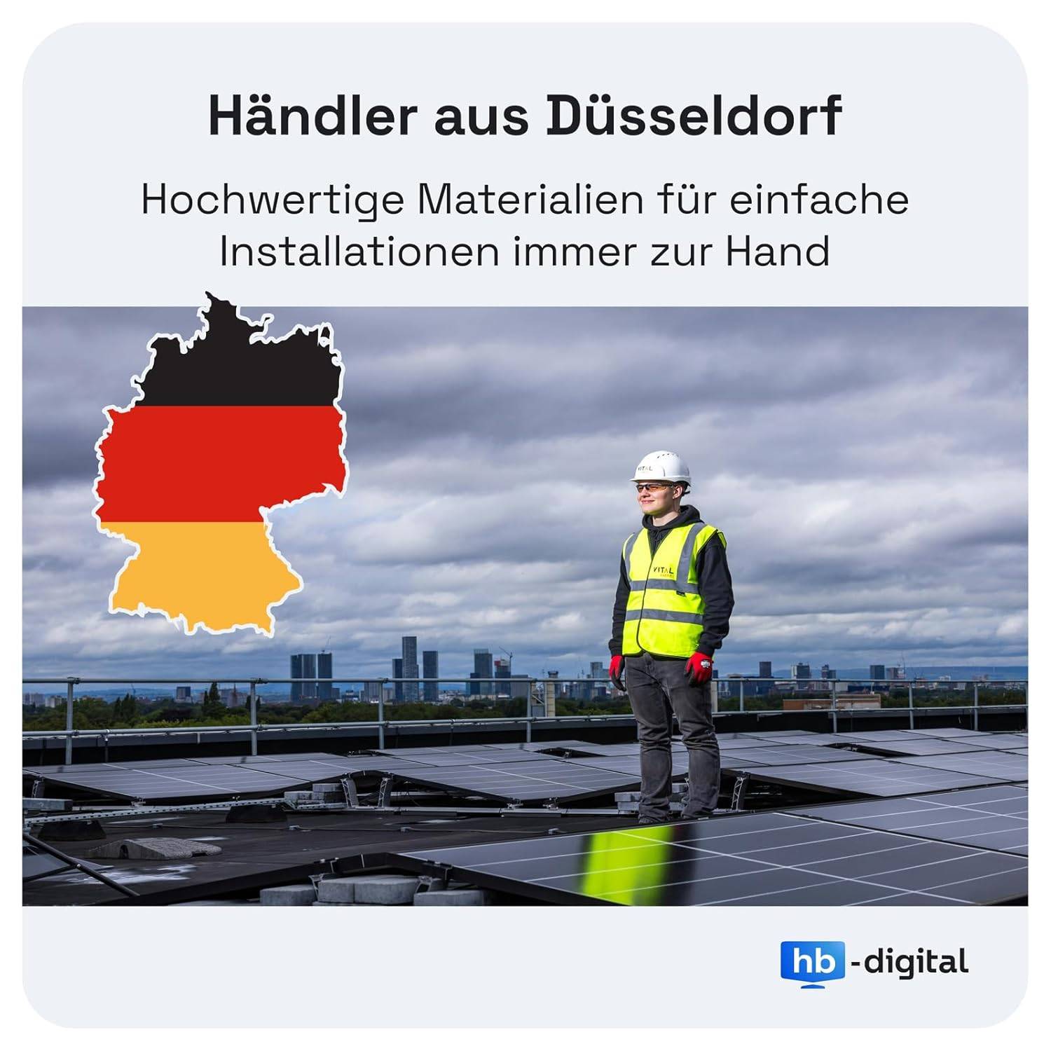 hb-digital Solarkabel 100m PV Kabel 6mm2 H1Z2Z2-K Photovoltaik schwarz
