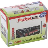 Fischer DUOPOWER 5 x 25 S LD, Spreizdübel, Beton, Metall, Grau, Pozidriv, PZ2