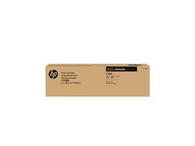 Brauner Karton mit Aufschrift 'HP' und 'Samsung Y506L', der eine Tonerkartusche für Laserdrucker anzeigt.