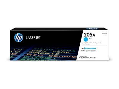 HP LaserJet 205A' Tonerkassette in einer Verpackung mit Logo und JetIntelligence-Branding, entwickelt für bestimmte HP-Drucker.
