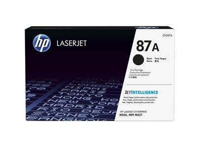 HP LaserJet 87A Schwarztonerpatrone für die Modelle M506 und MFP M527. Unterstreicht Druckzuverlässigkeit und die Funktion „JetIntelligence
