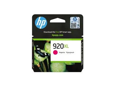 HP 920XL Magenta-Tintenpatrone mit HP-Logo, QR-Code und Text 