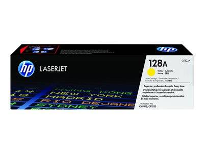 Tonerkassetten-Verpackung für HP LaserJet-Drucker, 128A, gelbe Farbe, kompatibel mit HP-Modellen CM1415 und CP1525.