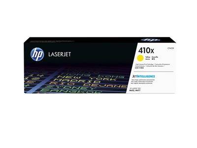 HP LaserJet 410X gelbe Tonerkartusche mit Verpackung mit Weltstadtnamen. Geeignet für Modelle M452, M477.