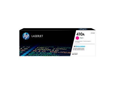 HP LaserJet 410A Magenta-Tonerkartusche mit HP-Logo. Konzipiert für Drucker; geeignet für professionellen Farbdruck.