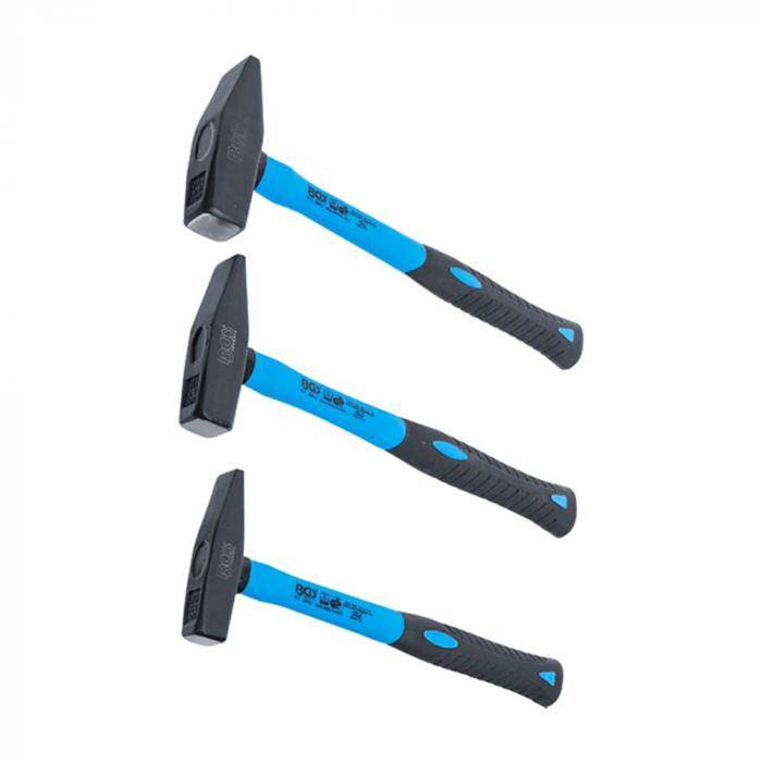 Schlosserhammer-Satz - mit Fiberglasstiel - DIN 1041 - Kopfgewicht 300 , 500 und 800 g - 3-tlg.