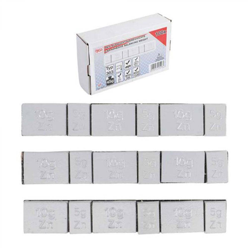 Auswuchtklebegewichte - Typ 363 - 100-teilig - für Aluminium-Felgen - Zink - 45 g