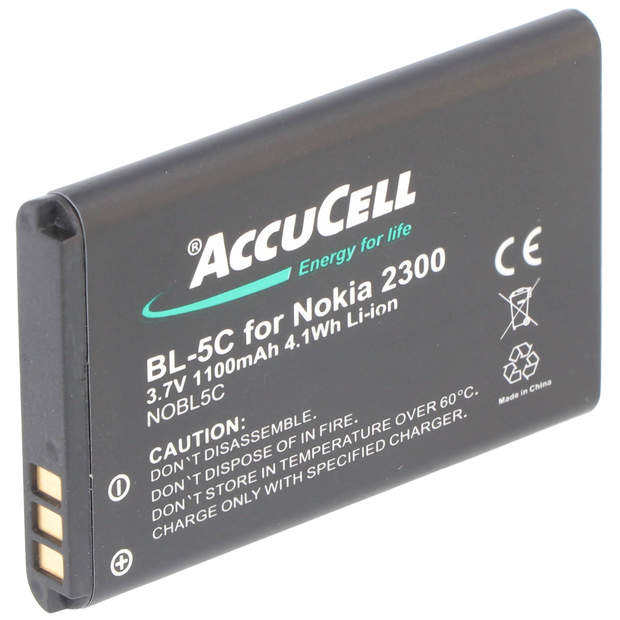 AccuCell Akku passend für Nokia 3109, BL-5C, BL-5CA 1100mAh