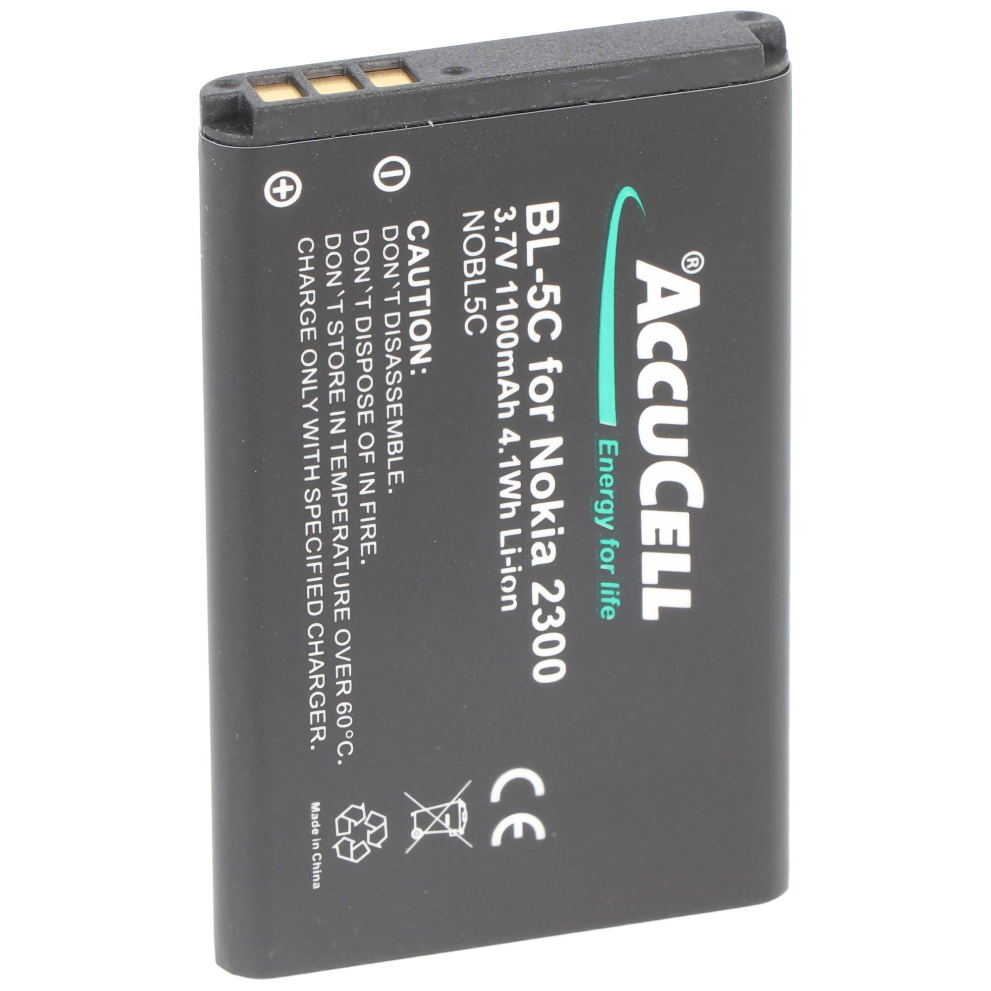 AccuCell Akku passend für Nokia 1600, BL-5C, 1100mAh