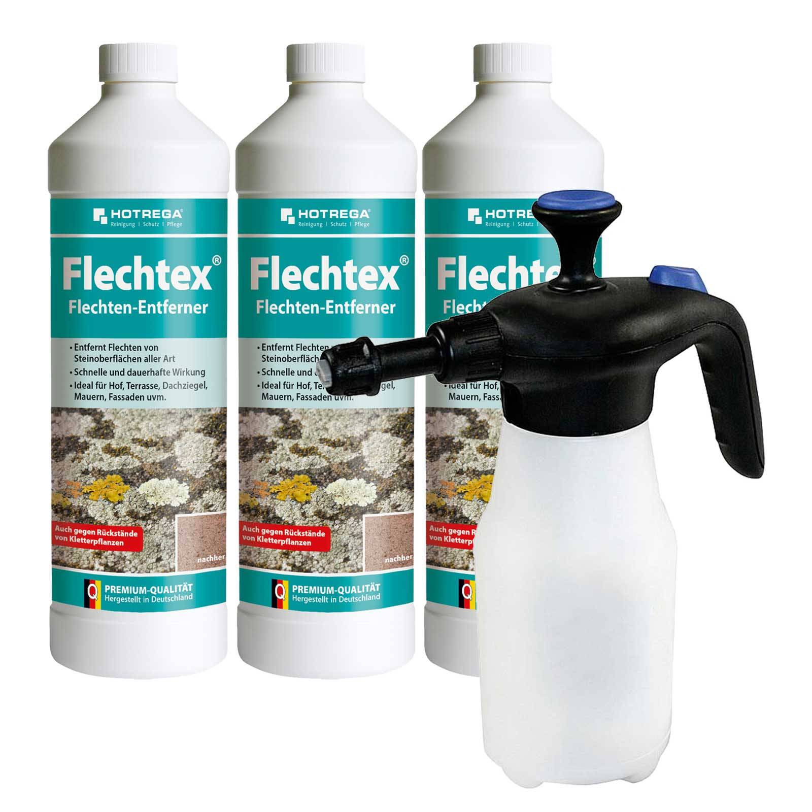 HOTREGA Flechten Entferner Flechtex 3x 1L Inkl. Schaum Drucksprüher